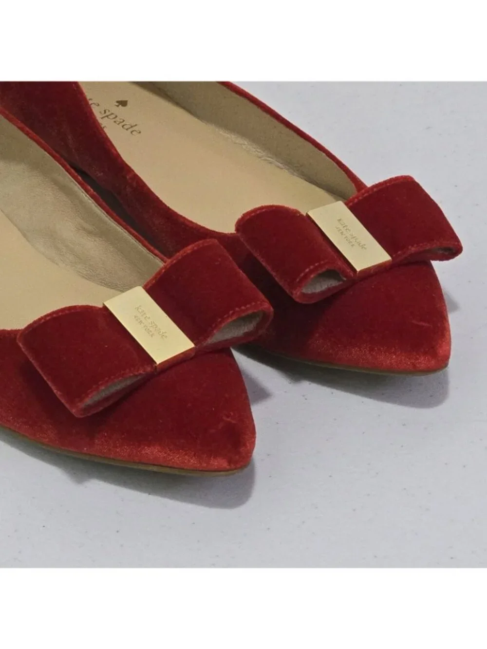 Kate Spade New York Emmie Red Velvet Pointed Toe Flats Women's 7.5 M